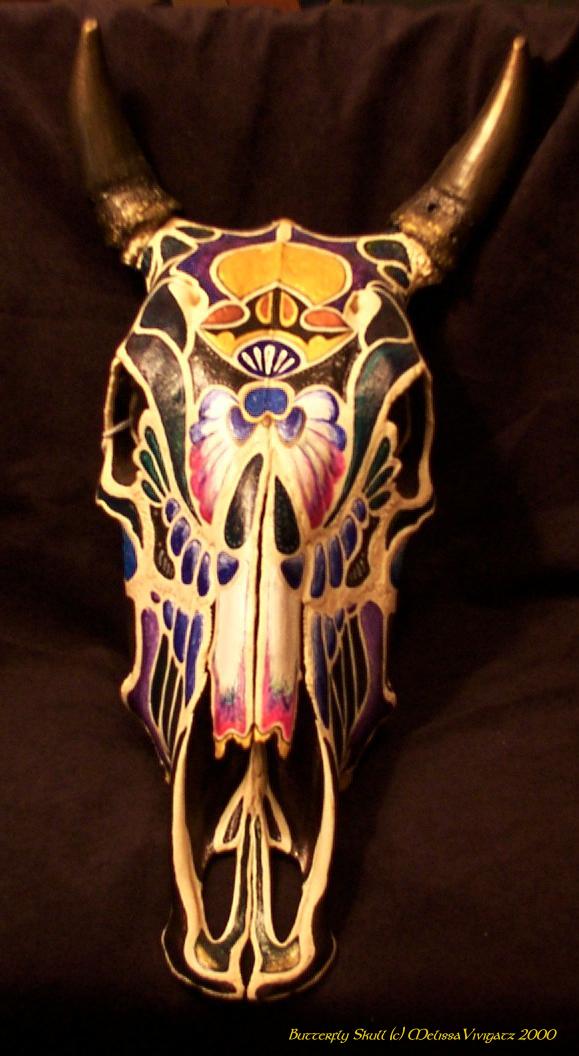 A painted Cow Skull by Melissa